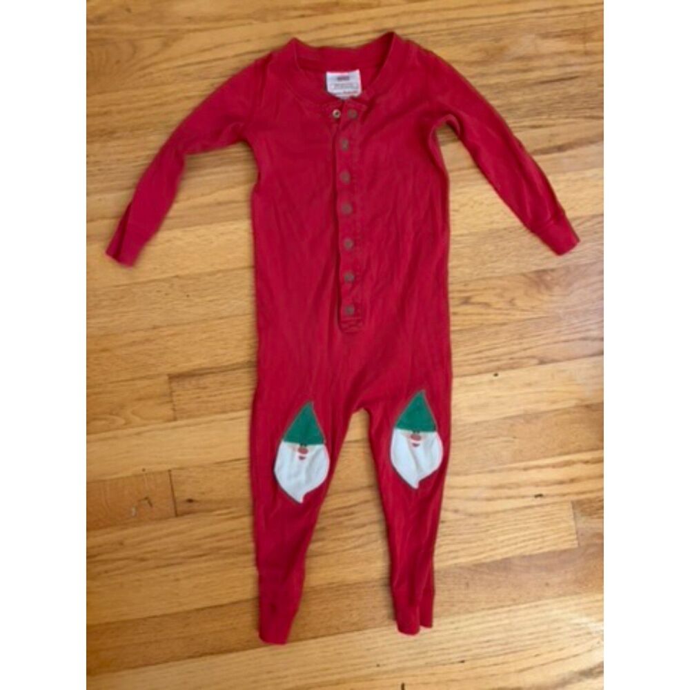 Hanna Andersson Red Santa Long Johns Zip Sleeper Pajamas Size 80cm 18-24M